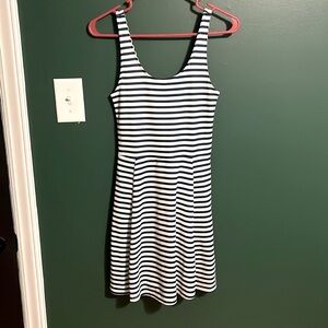 Navy blue and white stripped dress size 2